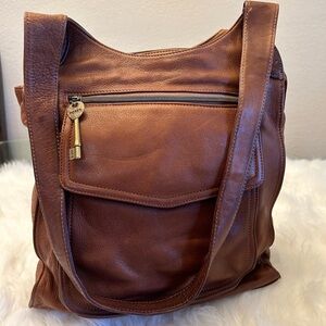 Vintage Fossil Brown Pebbled Leather shoulder handbag. U